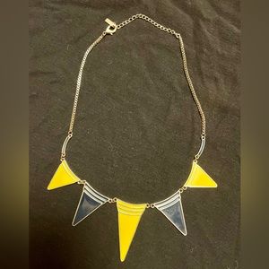 CLOSET CLEAN OUT!  Statement Yellow and Navy Necklace with Gold-tone Chain